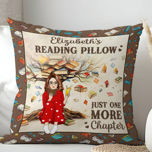 Reading Pillow Just One More Chapter - Personalized Custom Pillow - Warm Gift For Him, Her