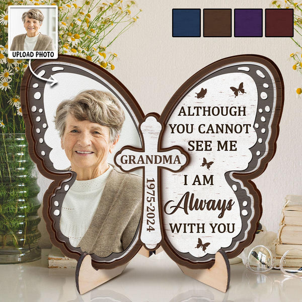 Custom Photo In Our Hearts You Will Forever Stay - Customized Personalized 2-Layered Wooden Plaque - Gift For Memorial Loss