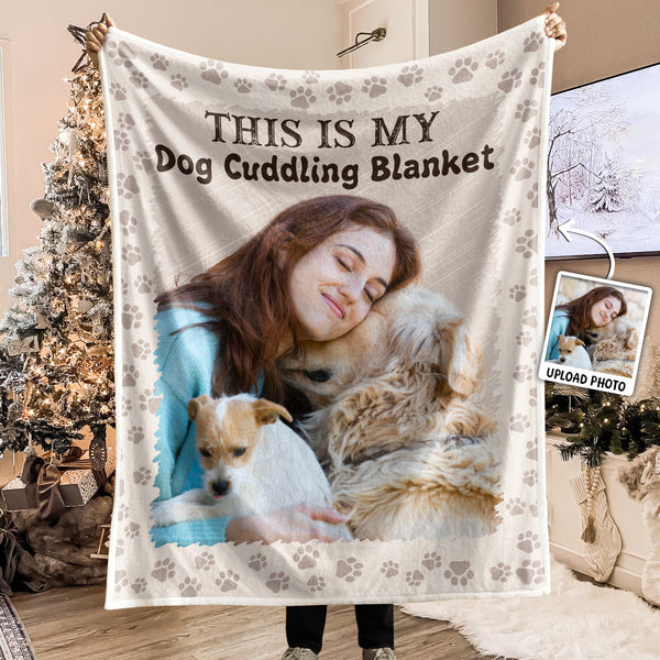 My Cat Dog Cuddling Blanket Peeking - Personalized Photo Blanket - Christmas Gift For Pet Lovers