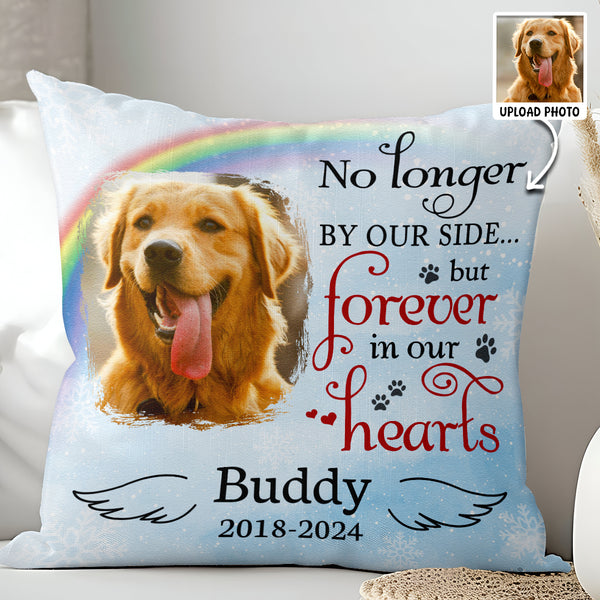 No Longer By Our Side But Forever In Our Hearts - Personalized Pillow - Christmas Gift For Dog Lover, Pet Lover