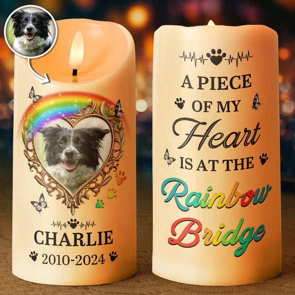 A Piece Of My Heart - Personalized Candle LED Light - Memorial Gift For Pet Lovers