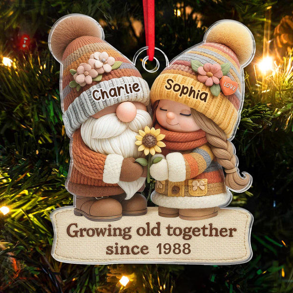 Winter Couple Gnome - Personalized Acrylic Ornament - Christmas Gift For Family Member, Couples, Anniversary