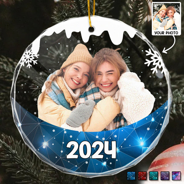 Personalized Upload Photo Glass Ornament - Christmas Gift For Newlywed Couple, Gift For Your Family,  Besties, Sistas, Sisters