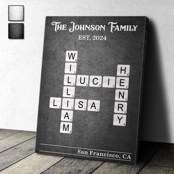 Decorate Your Wall With Crossword Canvas - Personalized Customized Canvas - Gifts For Family Members