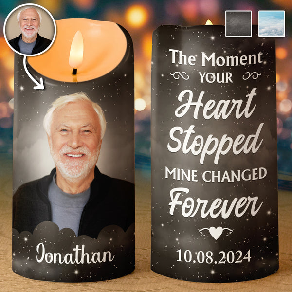 The Moment Your Heart Stopped - Personalized Candle LED Light - Memorial Gift For Family Members