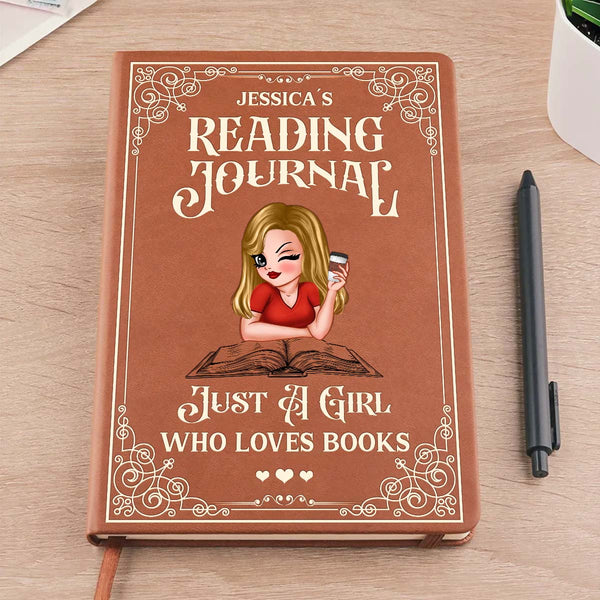 Just A Girl Who Loves Books - Personalized Customized Leather Journal - Gift For Book Lovers