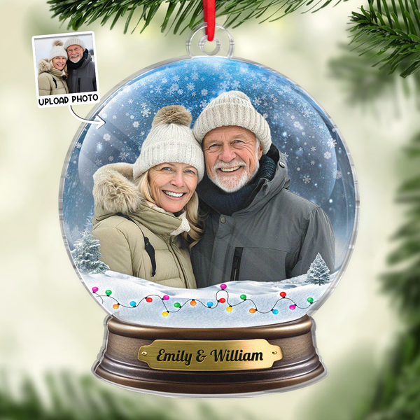 Custom Photo Elder Snow Globe - Personalized Custom Acrylic Ornament - Christmas Gift For Couple