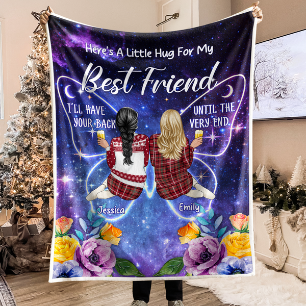 Here's A Little Hug For My Best Friend - Customized Personalized Blanket - Christmas Gift For Bestie Best Friend