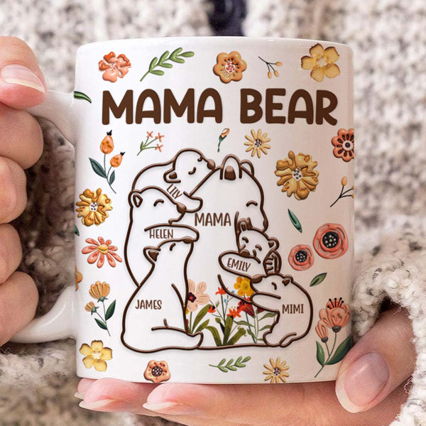 Mama Bear - Customized Personalized Mug - Family Gift For Mom Mother Daughter Son