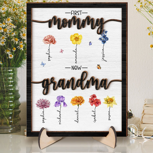 From Mommy To Grandma - Personalized Customized 2-Layered Wooden Plaque - Gift For Mom, Grandma, Wife, Her