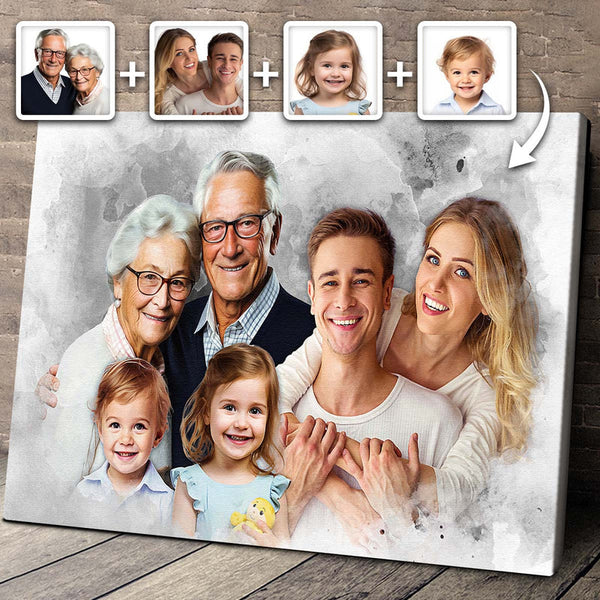 Add Loved One to Photo, Family Portrait From Different Photos, Combine Photos Canvas, Christmas Gift, Memorial Gift for Dad Mom, Add Passed Away