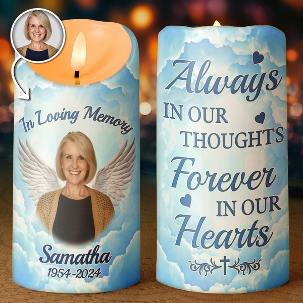 Custom Photo Blue Sky Candle LED - Personalized Candle LED Light - Memorial Gifts For Family Members