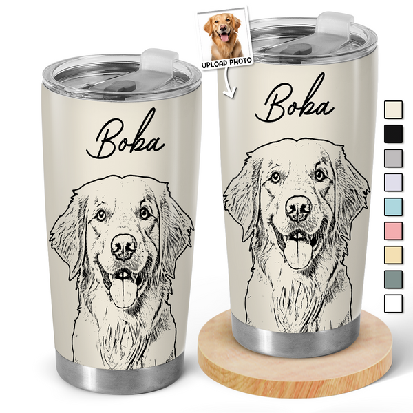 Custom Pencil Drawing Style Tumbler - Personalized Custom Tumbler - Gifts For Pet Lovers, Dog Lovers, Cat Lovers