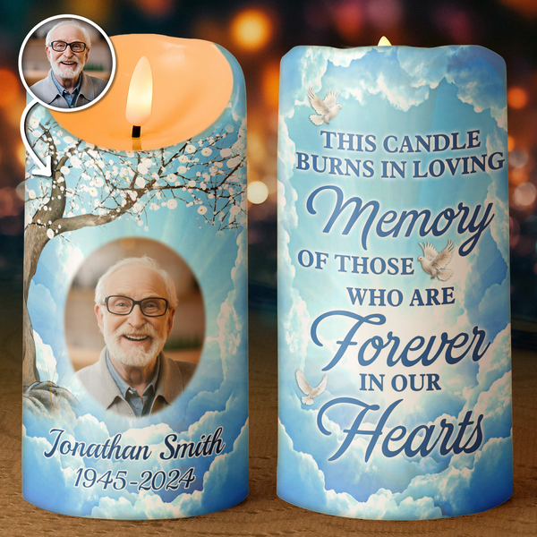 This Candle Burns In Loving Memory - Personalized Candle LED Light - Memorial Gift For Family Members