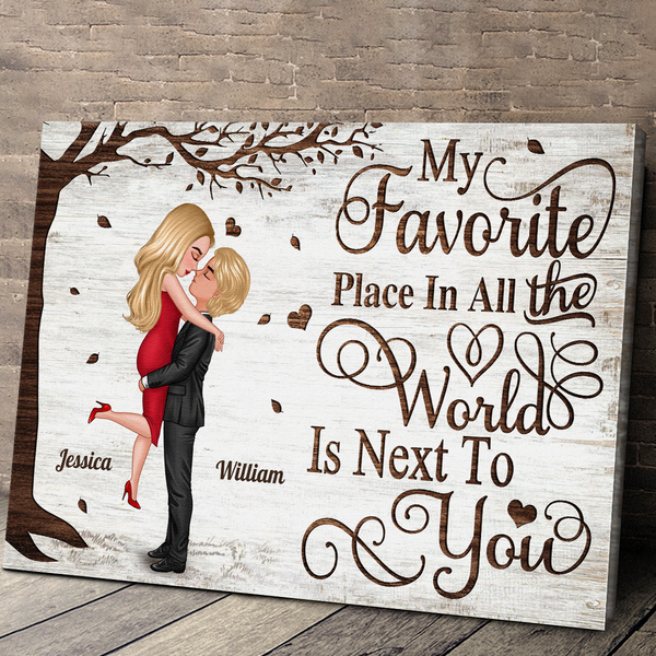 My Favorite Place Is Next To You - Personalized Customized Canvas - Gift For Couples, Lovers, Husband Wife