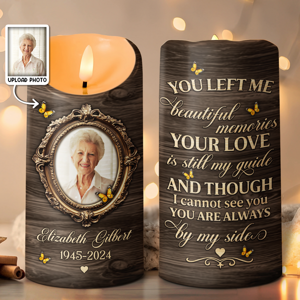 You Left Me Beautiful Memories - Personalized Candle LED Light - Memorial Gift For Family Members, For Loss