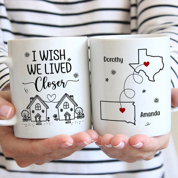 I Wish We Lived Closer - Customized Personalized Mug - Gift For Couple Husband Wife