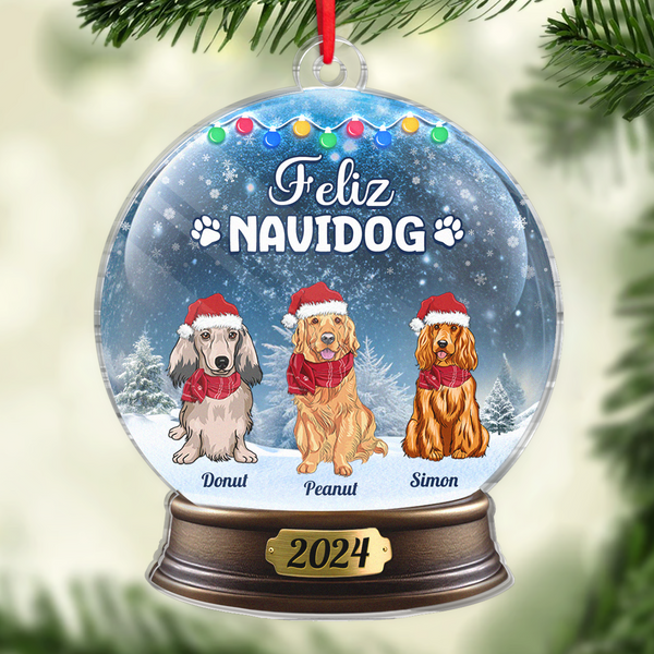 Feliz Navidog - Customized Personalized Crystal Ball Acrylic Ornament - Christmas Gift For Dog Pet Lover Dog Mom Dog Dad