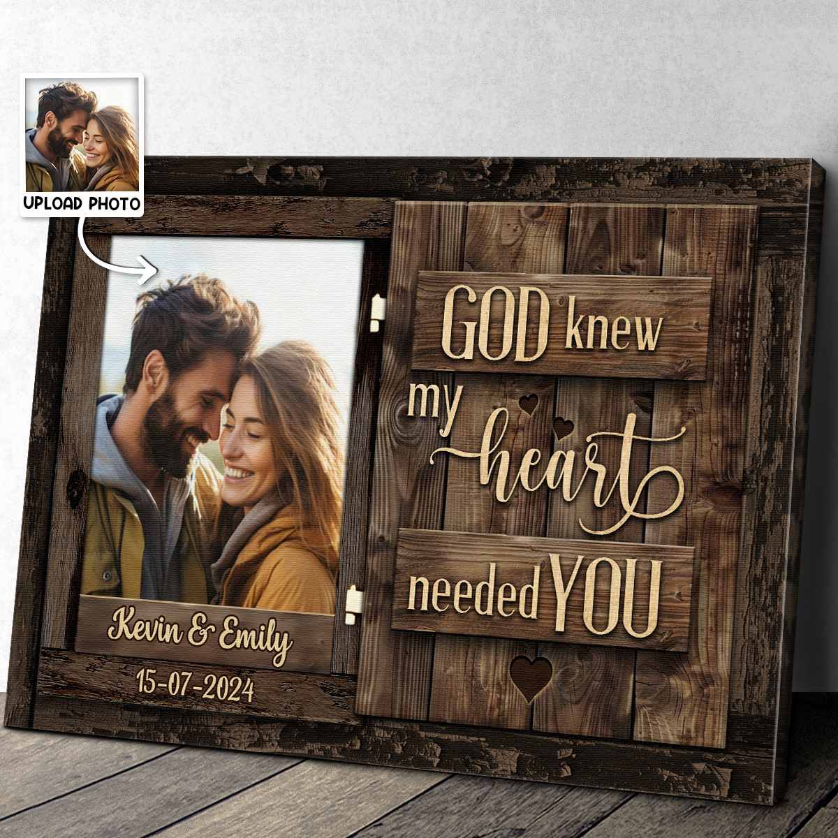 God Knew My Heart Needed You" Rustic Infinity Bedroom Canvas Art