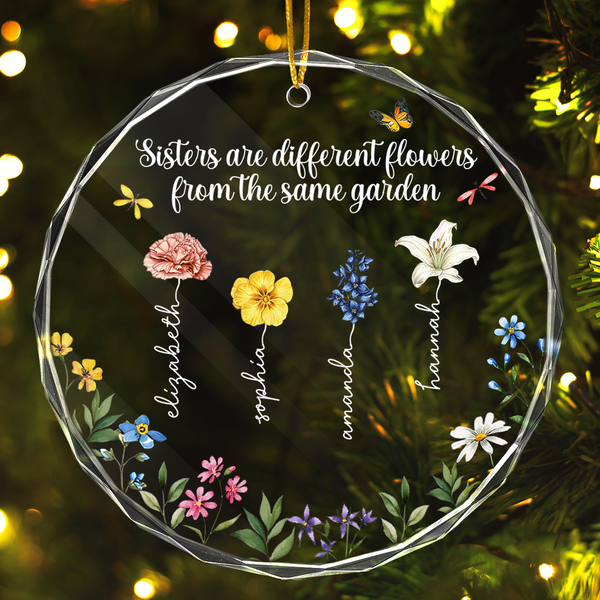 Side By Side Or Miles Apart - Personalized Glass Ornament - Gift For Best Friends, BFF, Sisters