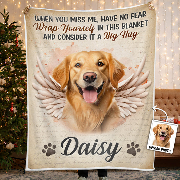 Custom Pet Photo When You Miss Me - Customized Personalized Blanket - Memorial Gift For Pet Lover Pet Loss