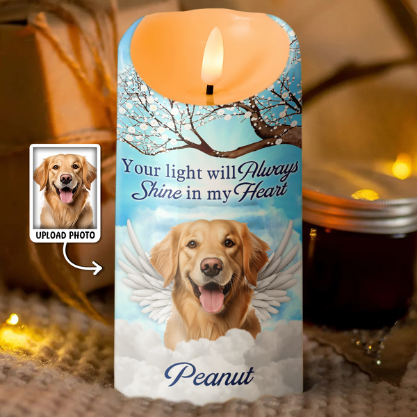 Pet Loss Your Light Will Always Shine In My Heart - Memorial Personalized Candle LED Light - Gifts For Memorial