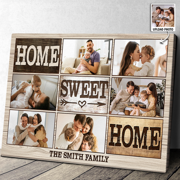 Custom Photo Home Sweet Home - Customized Personalized Canvas - Gift For Family Gift Ideas Warm Gift Ideas