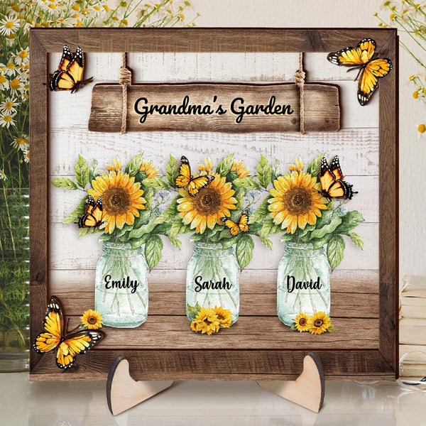 Grandma's Garden - Personalized Customized 2-Layered Wooden Plaque - Gift For Family, Grandparents