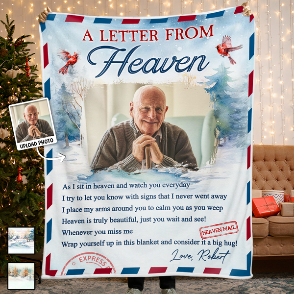 Letter Style Custom Photo Blanket - Personalized Customized Blanket - Memorial Gift For Family Members