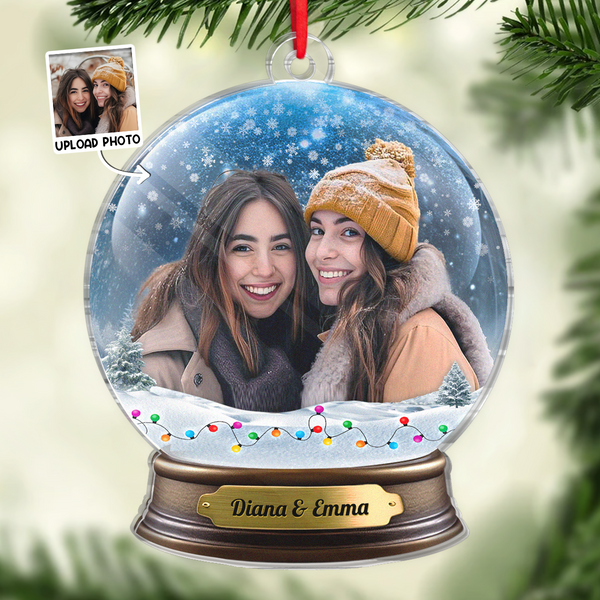 Custom Photo Besties Snow Globe - Personalized Custom Acrylic Ornament - Christmas Gift For Besties