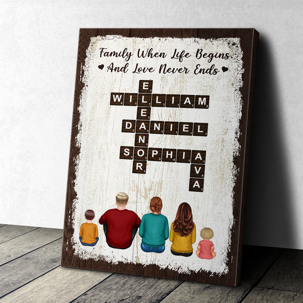 Custom Family Character Crossword Wall Canvas - Personalized Customized Canvas - Gift For Family