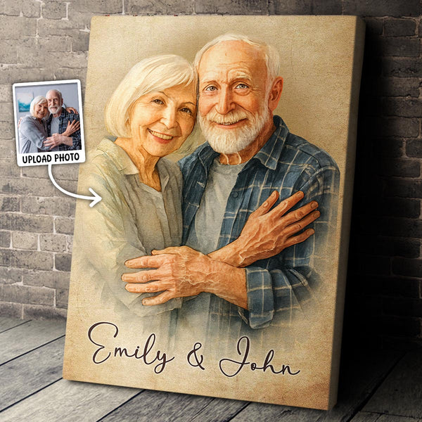 Watercolor Vintage Couple Photo Theme - Turn Your Moments With Loved Ones Into An Art Piece - Unique Gift For Family Members, Couple