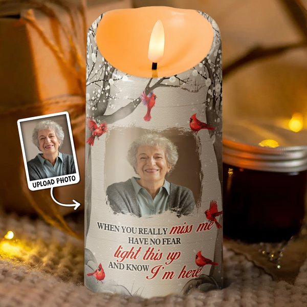 Custom Photo Loving You Forever - Memorial Personalized Candle LED Light - Gifts For Family Members