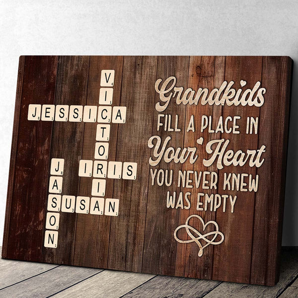 Grandchildren Make Life More Grand - Customized Personalized Canvas - Crossword Puzzle Art Gift For Family Grandma