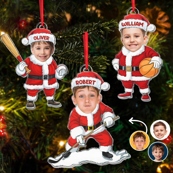 Custom Face Santa Claus Athlete - Personalized Acrylic Ornament - Christmas Gift For Family Members, Kids