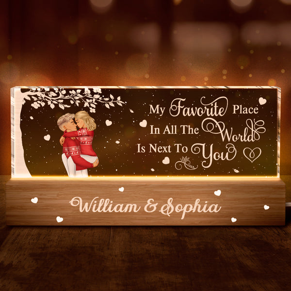 My Favorite Place In All The World -  Personalized Custom Acrylic LED Night Light - Gift For Couple