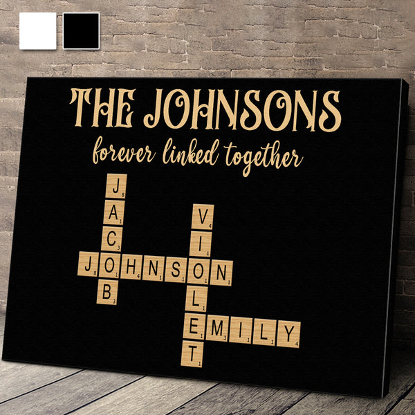 Forever Linked Togerther Crossword Canvas - Personalized Customized Canvas - Gifts For Family Members