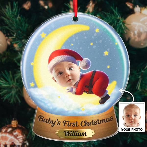 Christmas Baby Santa Claus Ornament - Personalized Acrylic Ornament - Christmas Gift For Family Members, Kids