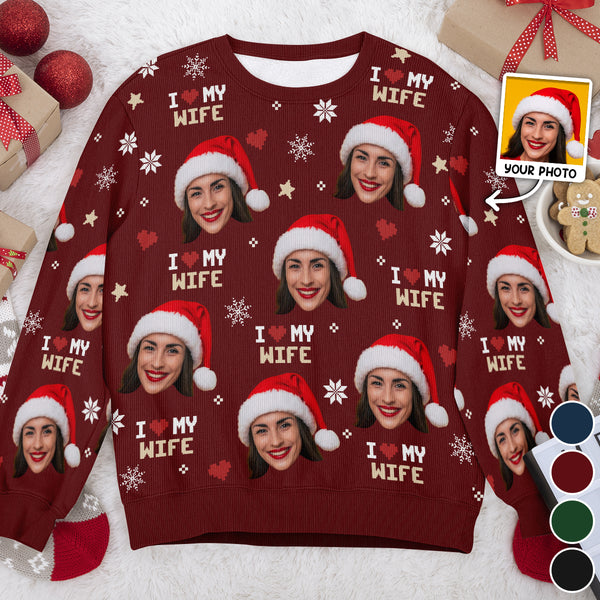 Custom Photo I Love My Other - Personalized Custom Ugly Sweater - Christmas Gift For Couple