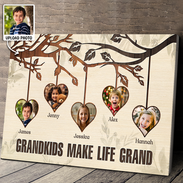 Custom Photo - Grandkids Make Life - Customized Personalized Canvas - Gift For Family Grandma Grandpa Grandkids