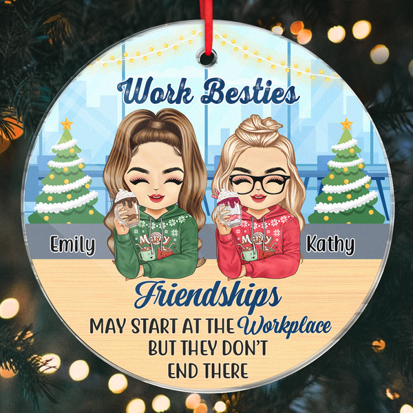 Christmas Work Bestie - Customized Personalized Acrylic Ornament - Christmas Gift For Bestie Sister Friend