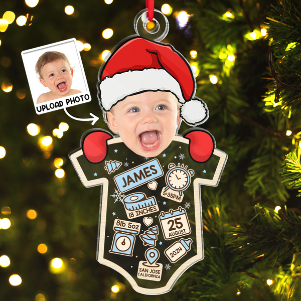 Custom Photo Santa Baby First Christmas - Customized Personalized Acrylic Ornament - Christmas Gifts For Baby