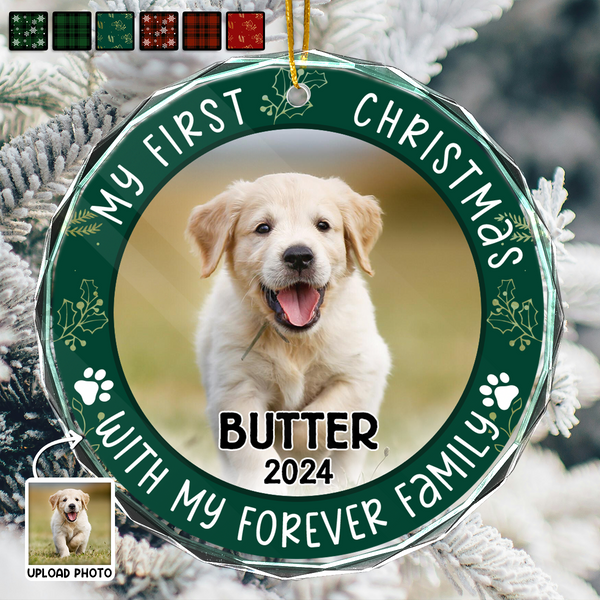 Custom Photo First Christmas Pet Lovers - Personalized Glass Ornament - Christmas Gift For Pet Lovers