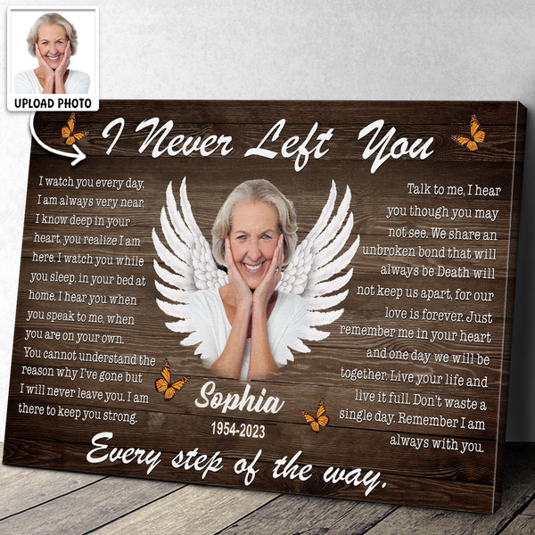 Angel Wings I Never Left You Love  - Personalized Canvas Prints, Upload Photo, Memorial Gifts