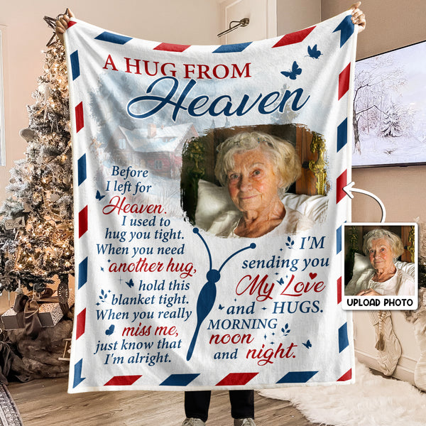 A Hug From Heaven - Personalized Photo Blanket - Gift For Memorial