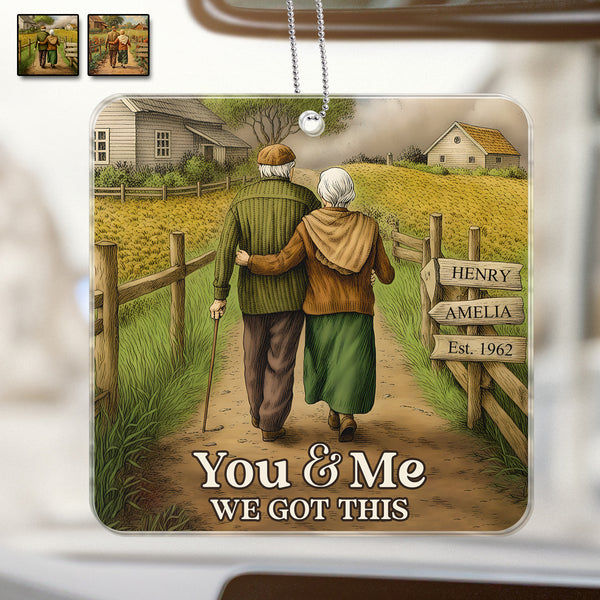 Painting Old Couple You And Me We Got This - Customized Personalized Car Ornament- Gift For him, Gift for her