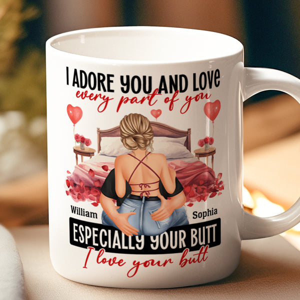 I Adore You And Love - Customized Personalized Mug - Holiday Gift For Couples, Lovers, Husband Wife