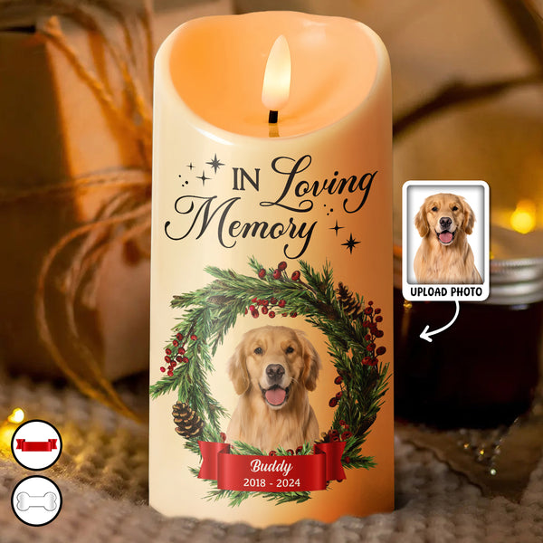 Custom Photo In Loving Memory - Personalized Candle LED Light - Gifts For Dogs, Dog Lovers