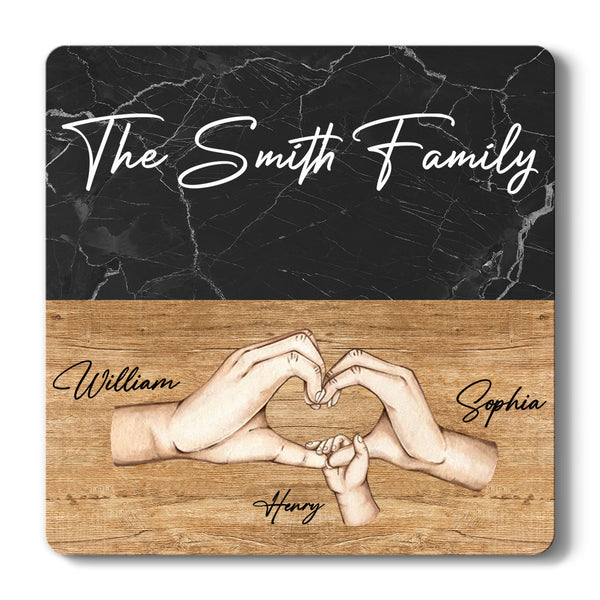 Custom Character - Family Forever - Personalized Custom Square Marble Wood Coaster Christmas Gift For Family