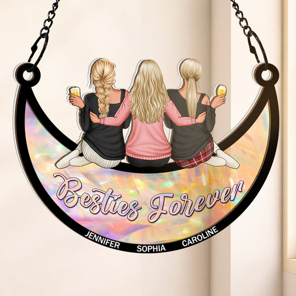 Besties Forever - Personalized Acrylic Window Suncatcher Ornament - Gift For Best Friends, BFF, Sisters